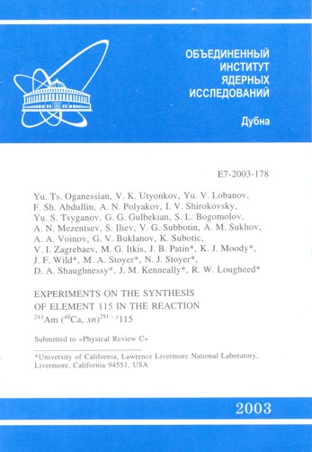 Bericht &uuml;ber die Experimente zur Synthese des Elements 115 (2003).